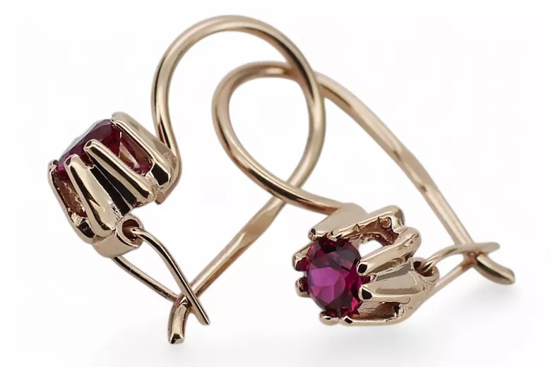 Vintage Jewlery Earrings Ruby Original Vintage 14K Rose Gold vec053r